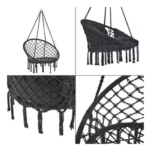 Silla Hamaca Tejido Colgante Hogar/jardín Para Niños/adultos Blanco Beig Negro Pack 2