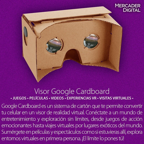 2 Pz Google Cardboard Visor Realidad Virtual Lente Vr Box 3d