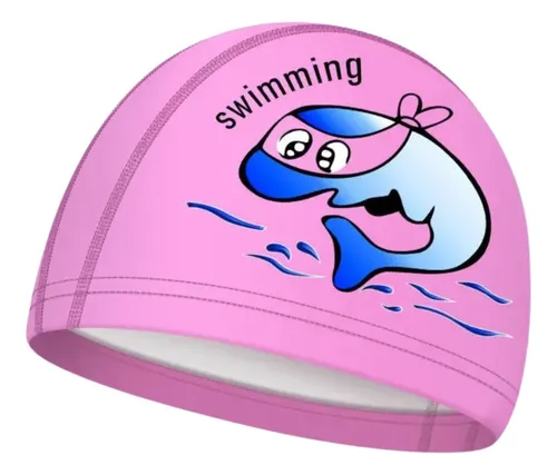 Hero Band Touca de Natação Infantil Profissional Impermeável Cor Rosa Golfinho