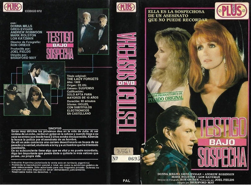 Testigo Bajo Sospecha Vhs Donna Mills The Lady Forgets 1989 (Usado)