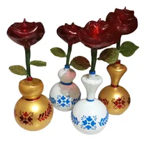Comprar 10 Floreros Con Rosa Para Regalo Artesania Vidrio Soplado