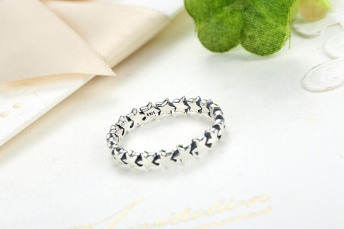 Imagen 8 de 10 de Anillo Sencillo Para Mujer Estrellas Fabricado En Plata 925