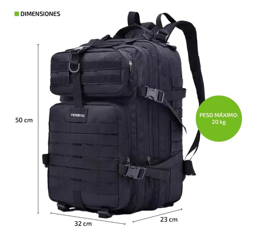 Imagen 3 de 9 de Mochila Tactica Femmto 40 Litros Camping Mochilero Trekking