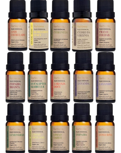Kit 10 Óleos Essenciais 100% Puros Via Aroma Mais Vendidos