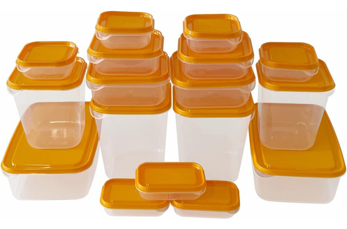 Set 17 Tuppers Contenedores De Alimentos Multitamaño Colores Naranja