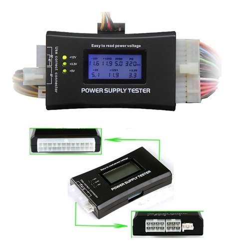 Probador Tester Fuente Poder Con Lcd 20 24 Pines Sata