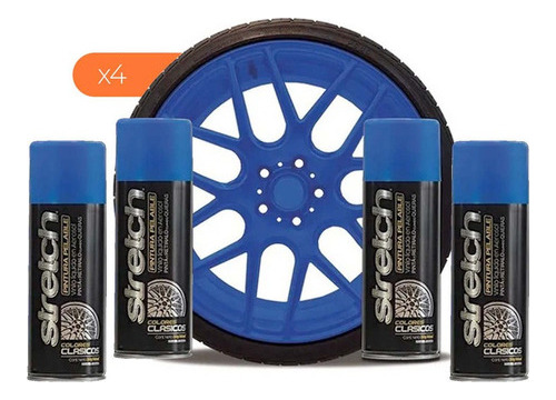 Kit Stretch X4 Pintura Moto Chica Azul Mate Removible Spray