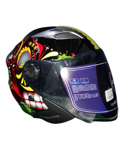 Casco Jaguar Caravel De Visor Negro Con Amarillo Y Rojo 