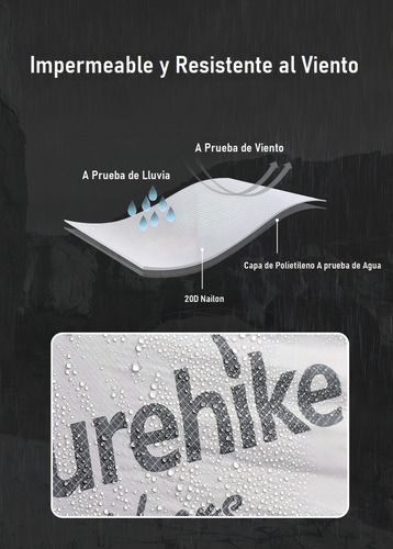 Tenda de acampamento Overtent impermeável Mongar Naturehike cinza claro