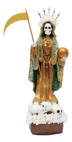 Santa Muerte Dorada Abundancia Figura Decorativa