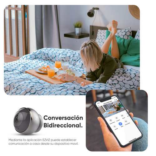 Ezviz Cámara C6P-PLUS-128 IP C6p de 3 Mp Ezviz Metálica con Almacenamiento 128 Gb Micro SD Wireless Inalámbrica Vista Panorámica de 360° Pantalla Cuádruple C6P y Audio Bidireccional