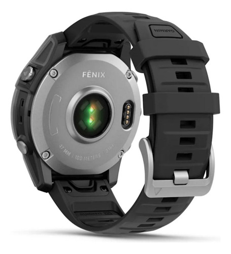 Smartwatch Relógio Garmin Fenix E Aço Inoxidável 47mm Caixa Prateado Pulseira Preto Bisel Preto Desenho Da Pulseira Mesh
