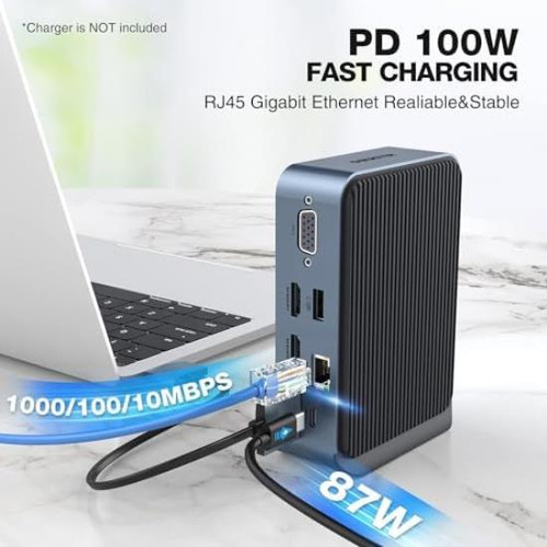 Adaptador Usb C 15 En 2, Concentrador Usb C Para Monitor Dua