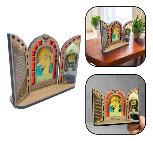 Capela Vitral Mãe Rainha Marfim Com Porta