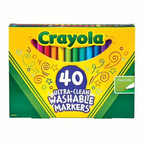 Set De 40 Marcadores Crayola Ultra- Limpio Lavable De Punta