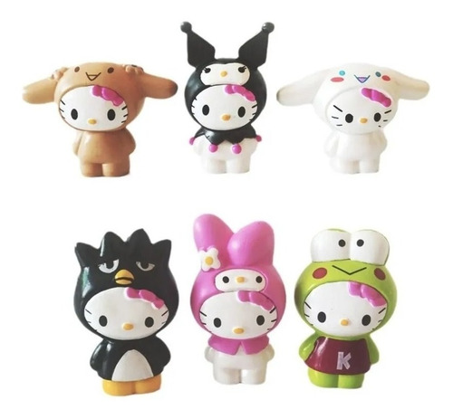 Set 6 Figuras Hello Kitty 4 Cm Melody Kuromi Sanrio Juguetes