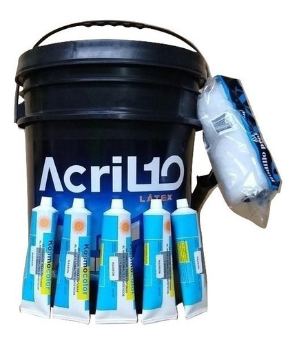 Pintura Látex Ext-int Acril10 20 L + Rodillo + 5 Entonadores