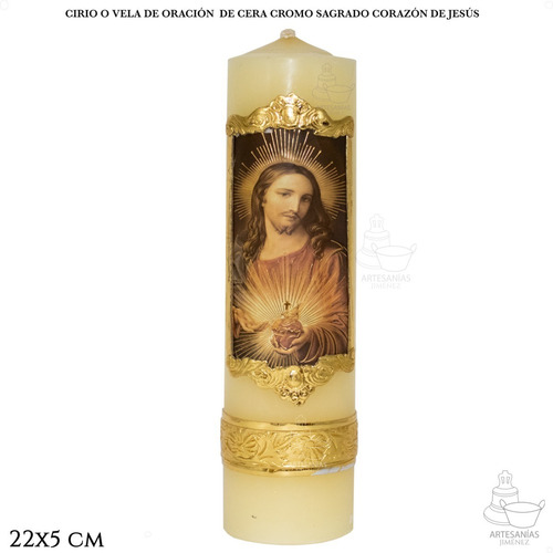 Imagen 1 de 5 de Cirio O Vela De Oración Sagrado Corazón De Jesús