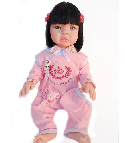 Bebê Reborn Boneca Morena Roupa Pagão Toda Vinil Silicone