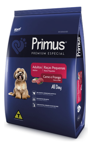 Ração Primus All Day Adultos Raças Pequenas Carne E Frango