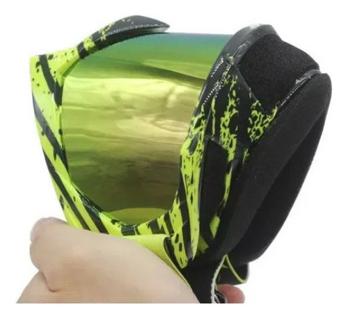 Gafas De Motocross De Pista Negras Con Espejo E Incoloras Armazón Negro/verde