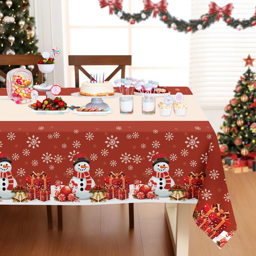 Mantel De Navidad, Mantel De Plástico Desechable De 3 Paquet