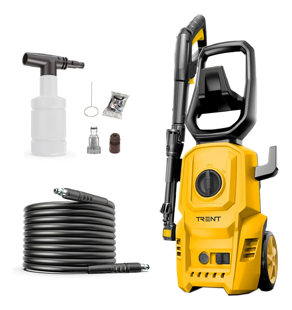 Hidrolavadora Electrica Trent Hlt307 1400w Alta Presion 1600 Psi 110 Bar Con Accesorios Amarillo 50 Hz