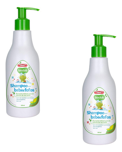 Kit 2 Shampoo Natural Bebês Fofo Suave 300ml Sem Sal Bioclub