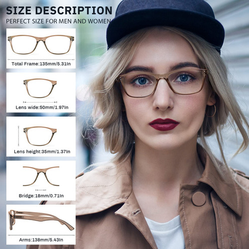 Lentes De Lectura Bloqueo Luz Azul Anteojos Cuadrados 5 Pare