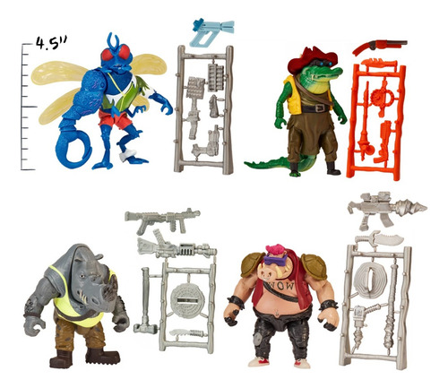 4 Figuras De La Pelicula Las Tortugas Ninja Playmates Toys
