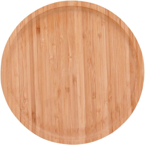 Table Bandeja Redondo 25x25cm Bambu Natural Cor Marrom