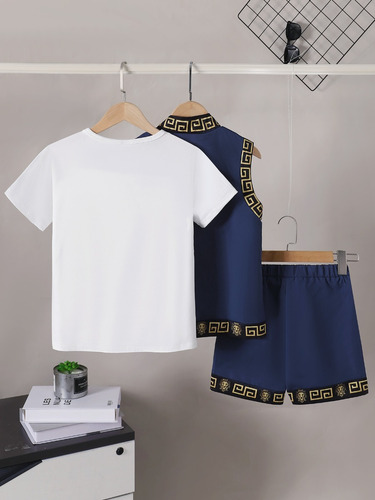 Abrigo Con Cremallera, Camiseta Casual Y Pantalones Cortos D