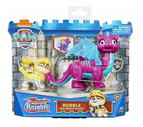 Figura Paw Patrol Rubble Y Dragon Blizzie Rescue Knights