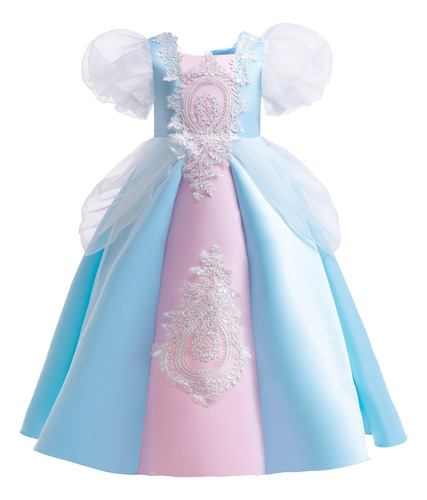 Vestido De Princesa Con Mangas Abullonadas Para Niños, Falda