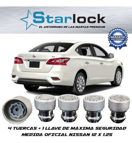 Birlos De Seguridad Starlock Nissan Sentra 201812x1.25