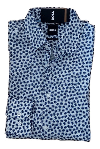 Camisa Boss Floreada Lino / Algodón Chica 15 - Casual Fit !!