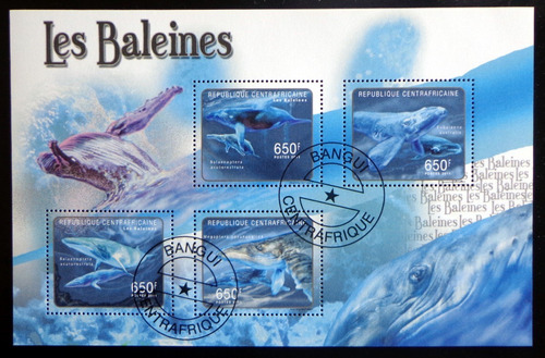 Rep. Centroafricana Ballenas, Bloque 4 Sellos 11 Usado L9868