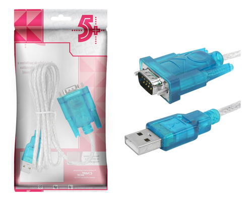 50x Cabo Usb Cristal - Usb A Macho + Db9 - Cristal - 1.5 M