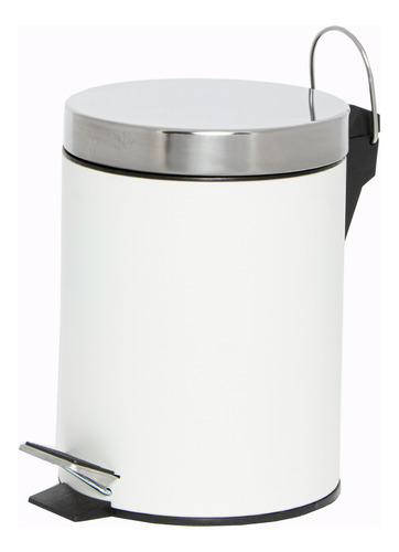 Cesto Tarro Tacho Papelera A Pedal Acero Inox. Blanca 5 Lts.