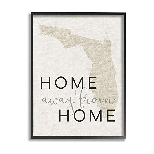 Home Sweet Florida Typography Black Framed Wall Art, 11...