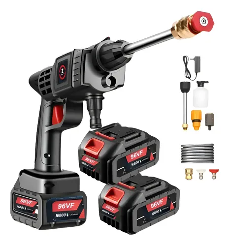 Lavadora Alta Pressão Portátil 96v 1000w Kit Mala 2 Baterias Preto