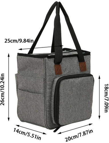 Imagen 4 de 7 de Bolso Gris Porta Tejidos Lanas Palillos Crochet Envio Gratis