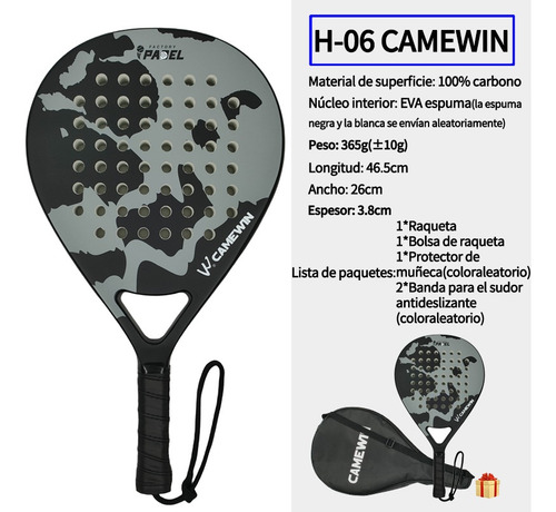 100% Carbono Raqueta Tipo Paddle Raquetas De Pádel Camewin