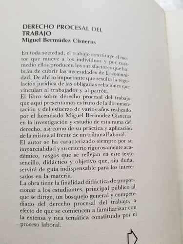 A0 Derecho Procesal Del Trabajo Miguel Bermudez Cisneros (Usado)