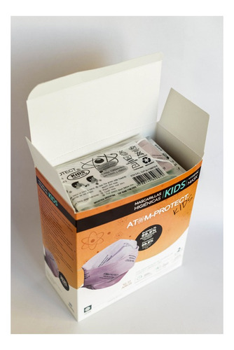 Imagen 3 de 9 de Barbijo Social Atom Protect Conicet Kids 10-12 (x 3 Unidades