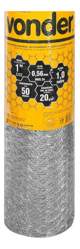 Tela Metálica Hexagonal P/ Pinteiro 1pol 24bwg X 1,0m C/ 50m