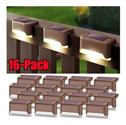 Paquete De 16 Luces Solares Para Escalones, Escalones Y Vall