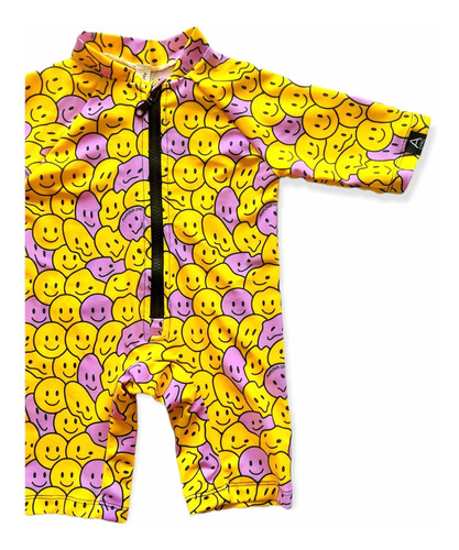 Imagen 4 de 4 de Enterito Uv Upf50+ Playa Linea Emoji Smile Niños Niñas Bebes