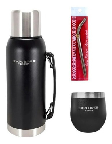 Set Matero Termo 1 L Mate + Bombilla Acero Inoxidable