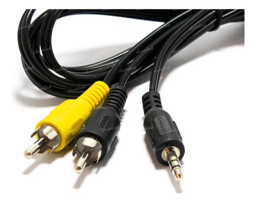 Cable De 2 Rca Negro Amarillo A 1 Plug 3.5mm 1.80mt